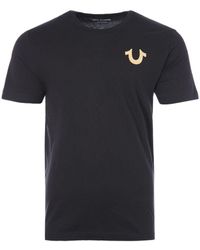 True Religion - T-shirt Met Ronde Hals En Boeddha-folieprint Op De Rug Voor , Zwart - Lyst