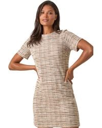 Roman - Textured Pocket Stretch Shift Dress - Lyst