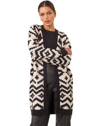 Roman - Mono Geometric Pattern Knit Cardigan - Lyst