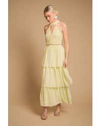 Oasis - Lace Tiered Halter Neck Midi Dress - Lyst