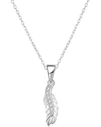 The Jewellery Stockroom - Sterling Cz Feather Pendant Necklace - Lyst