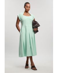 Karen Millen - Plus Size Compact Stretch Dropped Waist Full Skirted Midi Dress - Lyst