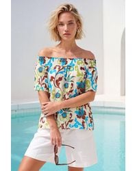 Roman - Floral Print Bardot Top - Lyst