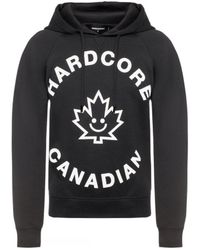 DSquared² - Hardcore Canadese Maple Leaf-logo Zwarte Hoodie - Lyst