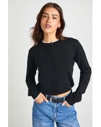 Boohoo - Super Soft Contrast Neck Knitted Cardigan - Lyst
