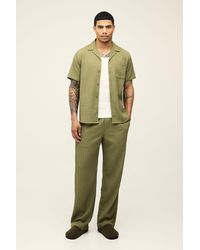 BoohooMAN - Regular Fit Irregular Pleat Texture Short Sleeve Shirt And Relaxed Trouser Set - Lyst