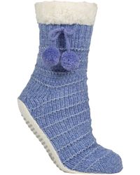 Elle - 1 Pair Ladies Chenille Slipper Socks With Moccasin Sole - Lyst