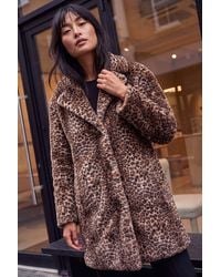 Roman - Petite Animal Print Faux Fur Coat - Lyst