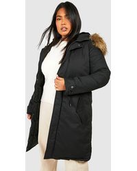Boohoo - Plus Faux Fur Trim Parka Coat - Lyst