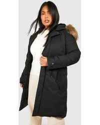 Boohoo - Plus Faux Fur Trim Parka Coat - Lyst