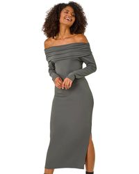 D.u.s.k - Off The Shoulder Stretch Bardot Midi Dress - Lyst