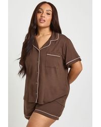 Boohoo - Plus Jersey Piping Short Sleeve And Shorts Pyjama Set - Lyst