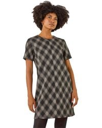 Roman - Check Print T-Shirt Stretch Dress - Lyst