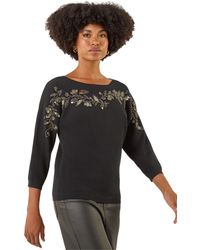 Roman - Embellished Floral Sequin Knit Jumper - Lyst