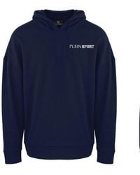 Philipp Plein - Block-logo Op De Borst Marineblauwe Hoodie - Lyst