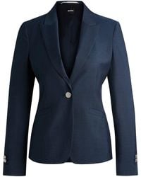 BOSS - Solid Patterned Lapel Collared Blazer - Lyst