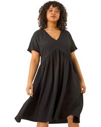Roman - Curve Textured V-Neck Stretch Dress - Lyst