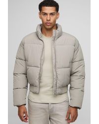 BoohooMAN - Boxy Funnel Neck Bomber Hem Puffer Jacket - Lyst