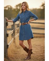Wrangler - Denim Western Long Sleeve Dress - Lyst