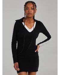 Pink Vanilla - Ribbed Sports Stripe Collared Dress - Lyst