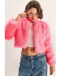 Bianco Lucci - Boxy Crop Faux Fur Coat - Lyst
