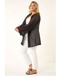 Roman - Curve Open Knit Cardigan - Lyst