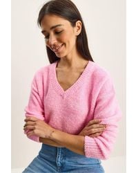 Bianco Lucci - V-Neck Textured Knit Sweater - Lyst