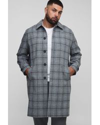 BoohooMAN - Plus Regular Fit Raglan Single Breasted Flannel Collar Buckle Car Coat - Lyst