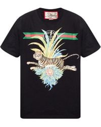 Gucci - Flower Tiger Printed T-Shirt - Lyst