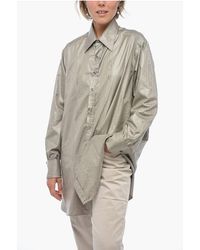Maison Margiela - Mm1 Jacquard Satijnen Overhemd Met Gespreide Kraag In Grijs - Lyst