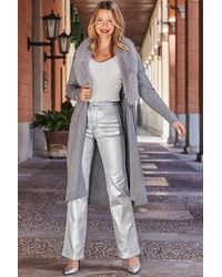 Sosandar - Metallic Slim Wide Leg Jeans - Lyst