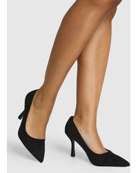 Boohoo - Wide Fit Faux Suede Low Stiletto Court Shoe - Lyst