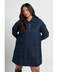 Boohoo - Plus Long Sleeve Denim Dress - Lyst