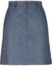 BOSS - C_Semara Denim Print Leather Mini Skirt - Lyst