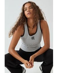 DSGN Studio - Square Script Embroidered Stripe Rib Tank Vest Top - Lyst