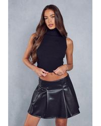 MissPap - Leather Look Pleated Skirt - Lyst