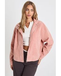 Boohoo - Faux Suede Bomber Jacket - Lyst