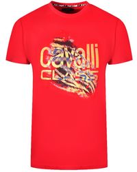 Roberto Cavalli - Slashed Tiger Print Bold Logo T-Shirt Cotton - Lyst