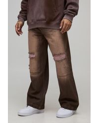 BoohooMAN - Wide Leg Washed Ripped Carpenter Rigid Denim Jeans - Lyst