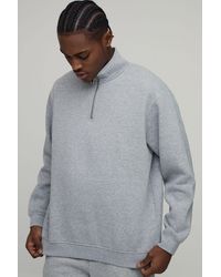 BoohooMAN - Basic Oversized Quarter Zip Funnel Neck Sweatshirt - Lyst