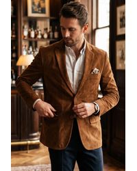 Infinity Leather - Italian Tan Suede Blazer Jacket - Lyst