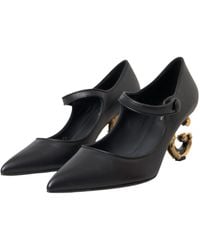 Dolce & Gabbana - Leather Logo Heels Mary Janes Pumps Shoes - Lyst