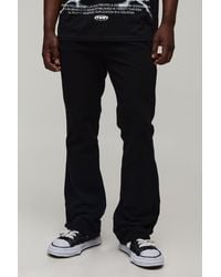 BoohooMAN - Tall Slim Flare Half & Waistband Washed Twill Trousers - Lyst