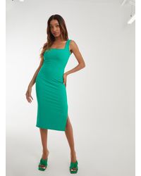 Pink Vanilla - Bandage Square Neck Split Hem Midi Dress - Lyst