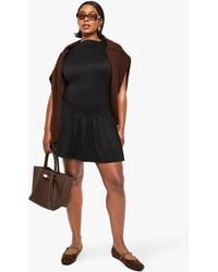 Boohoo - Plus Supersoft High Neck Drop Hem Skater Dress - Lyst