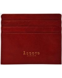 Assots London - 'fann' Paprika Red Vintage Leather Compact Rfid Credit Card Holder - Lyst