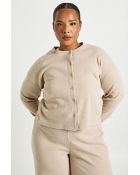 Boohoo - Plus Button Front Knitted Soft Rib Top - Lyst