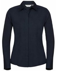 Russell - Collection Ladies/ Long Sleeve Poly-Cotton Easy Care Fitted Poplin Shirt (French) - Lyst