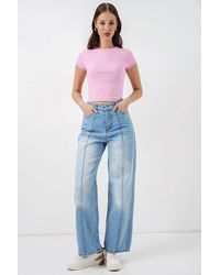 Bigdart - High-Waist Wide-Leg Cotton Jeans - Lyst