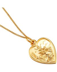 The Jewellery Stockroom - Rolled Heart Shaped St Christopher Pendant Necklace Plated - Lyst